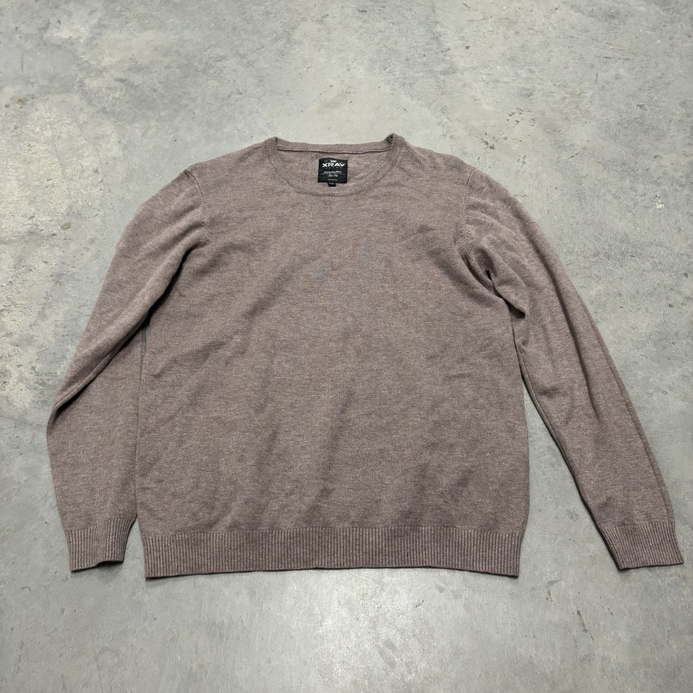 X-ray Men's Pullover Sweater 2XL Slim Fit Extra‎ Fine Fibers Crewneck Concrete